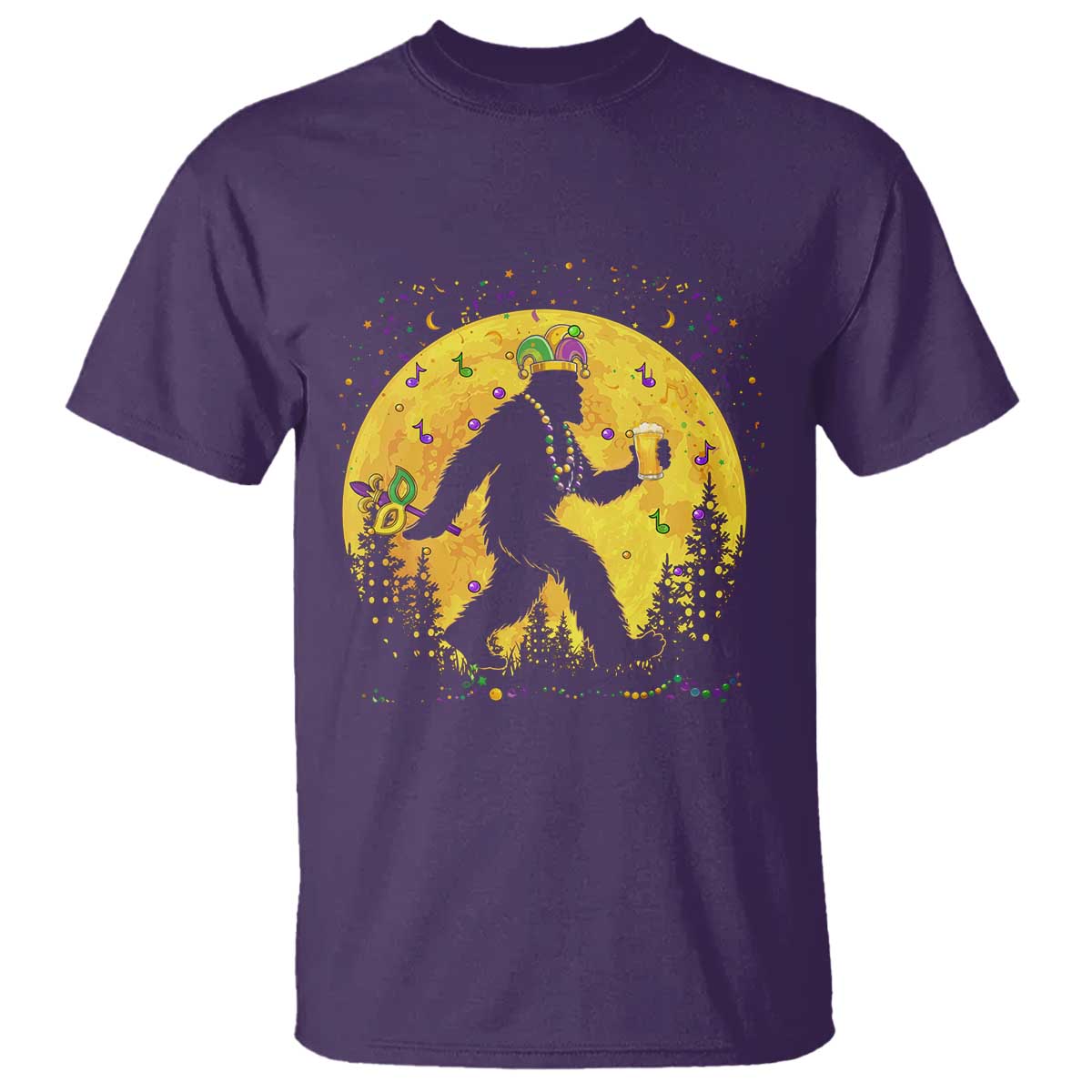 Mardi Gras Bigfoot T Shirt Funny Sasquatch Carnival Trendy Meme