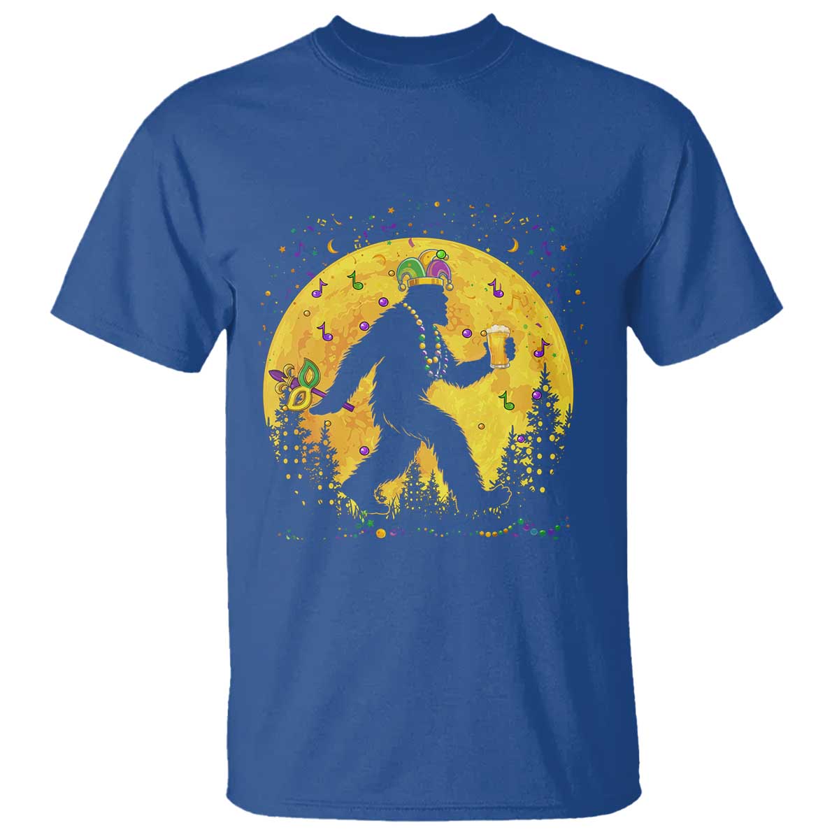 Mardi Gras Bigfoot T Shirt Funny Sasquatch Carnival Trendy Meme