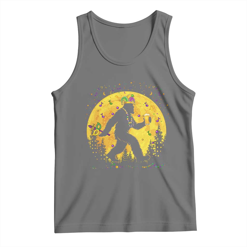 Mardi Gras Bigfoot Tank Top Funny Sasquatch Carnival Trendy Meme