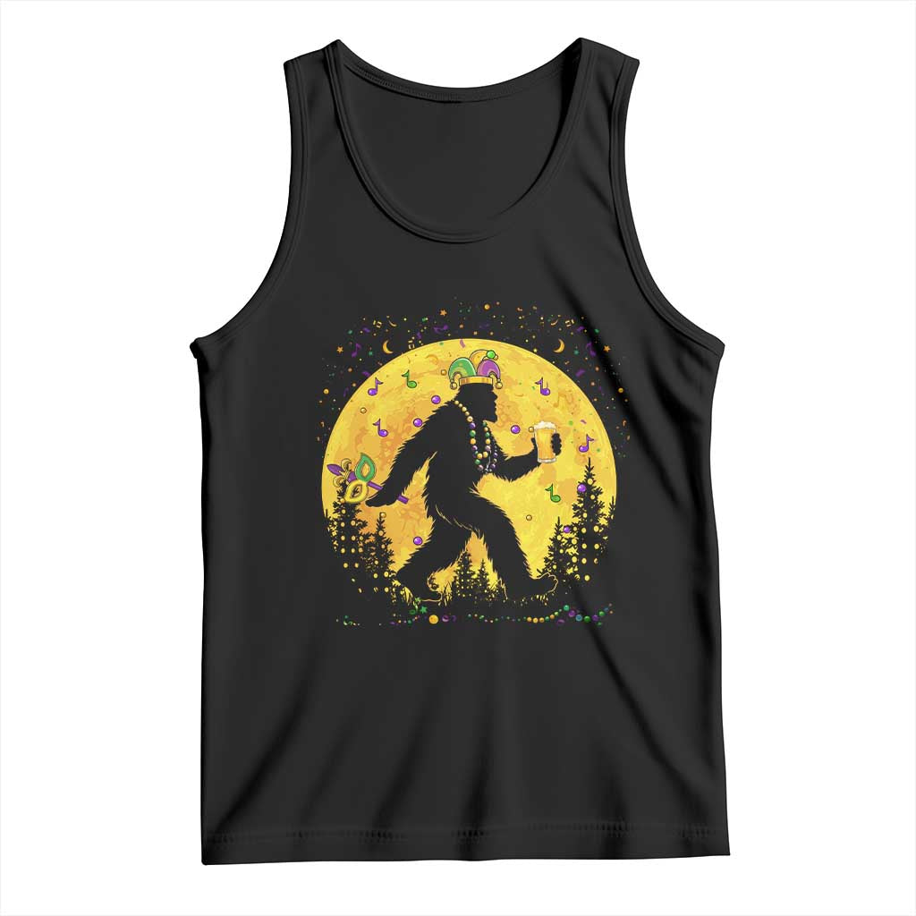 Mardi Gras Bigfoot Tank Top Funny Sasquatch Carnival Trendy Meme