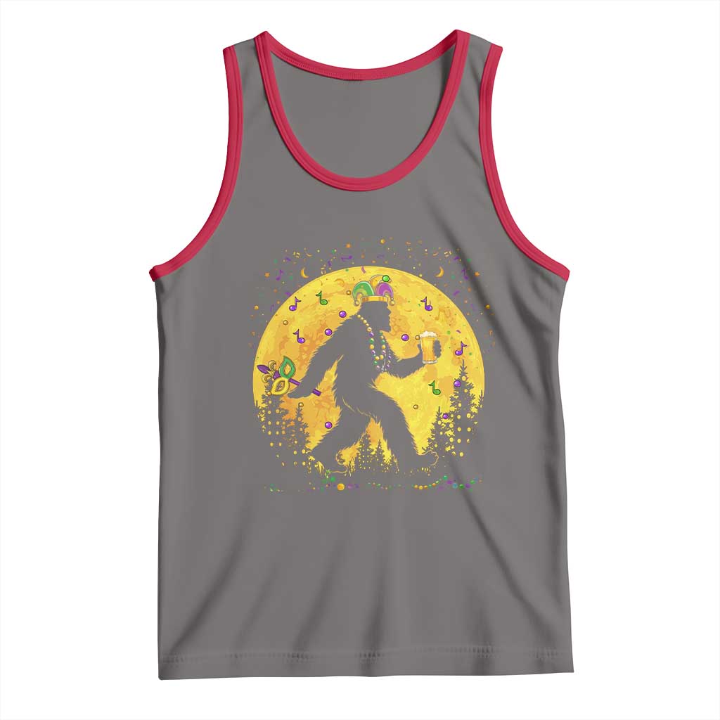 Mardi Gras Bigfoot Tank Top Funny Sasquatch Carnival Trendy Meme