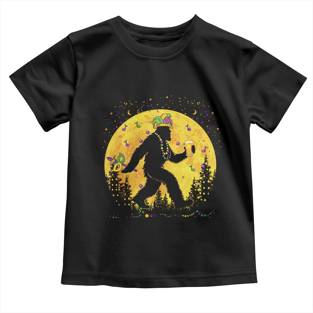 Mardi Gras Bigfoot Toddler T Shirt Funny Sasquatch Carnival Trendy Meme