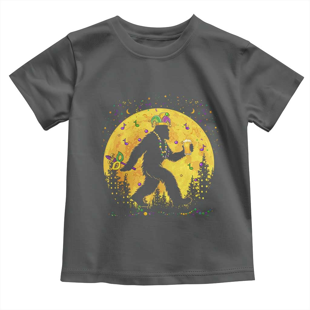 Mardi Gras Bigfoot Toddler T Shirt Funny Sasquatch Carnival Trendy Meme