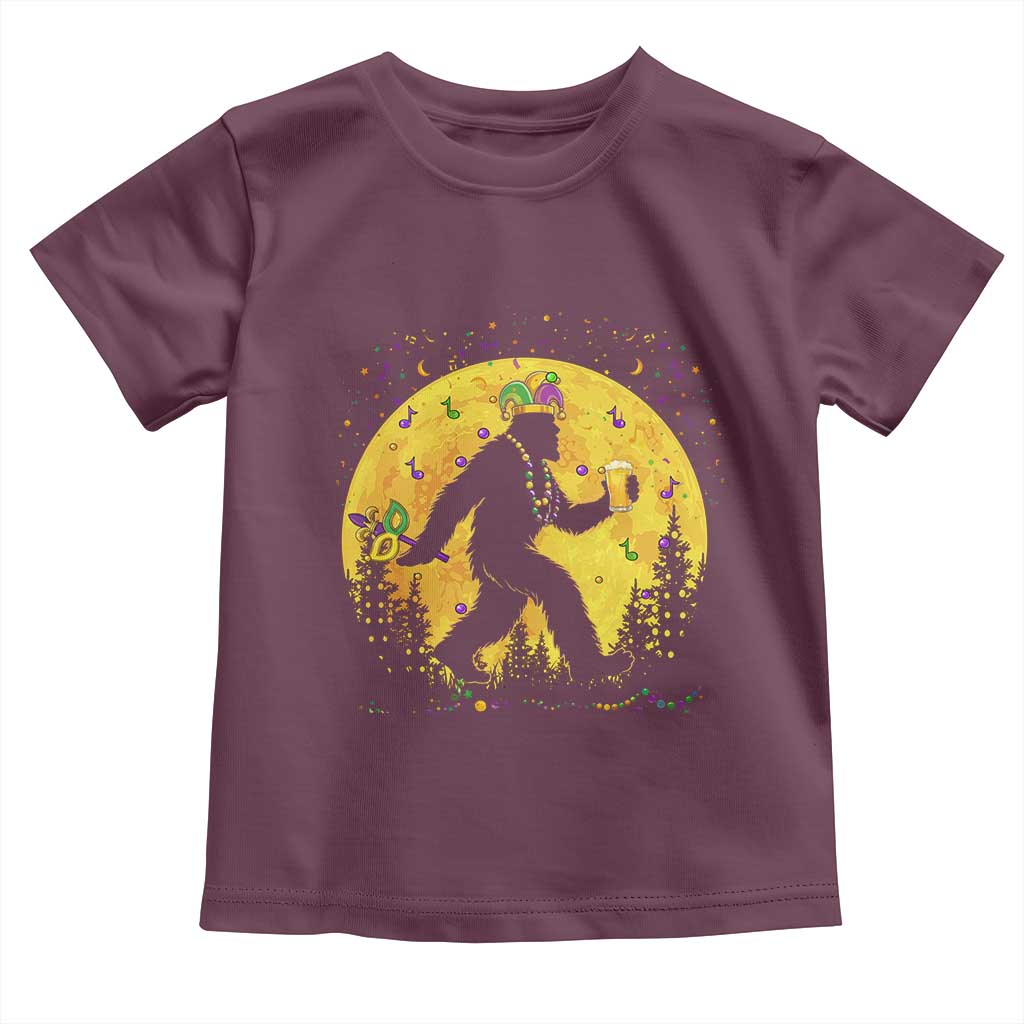 Mardi Gras Bigfoot Toddler T Shirt Funny Sasquatch Carnival Trendy Meme