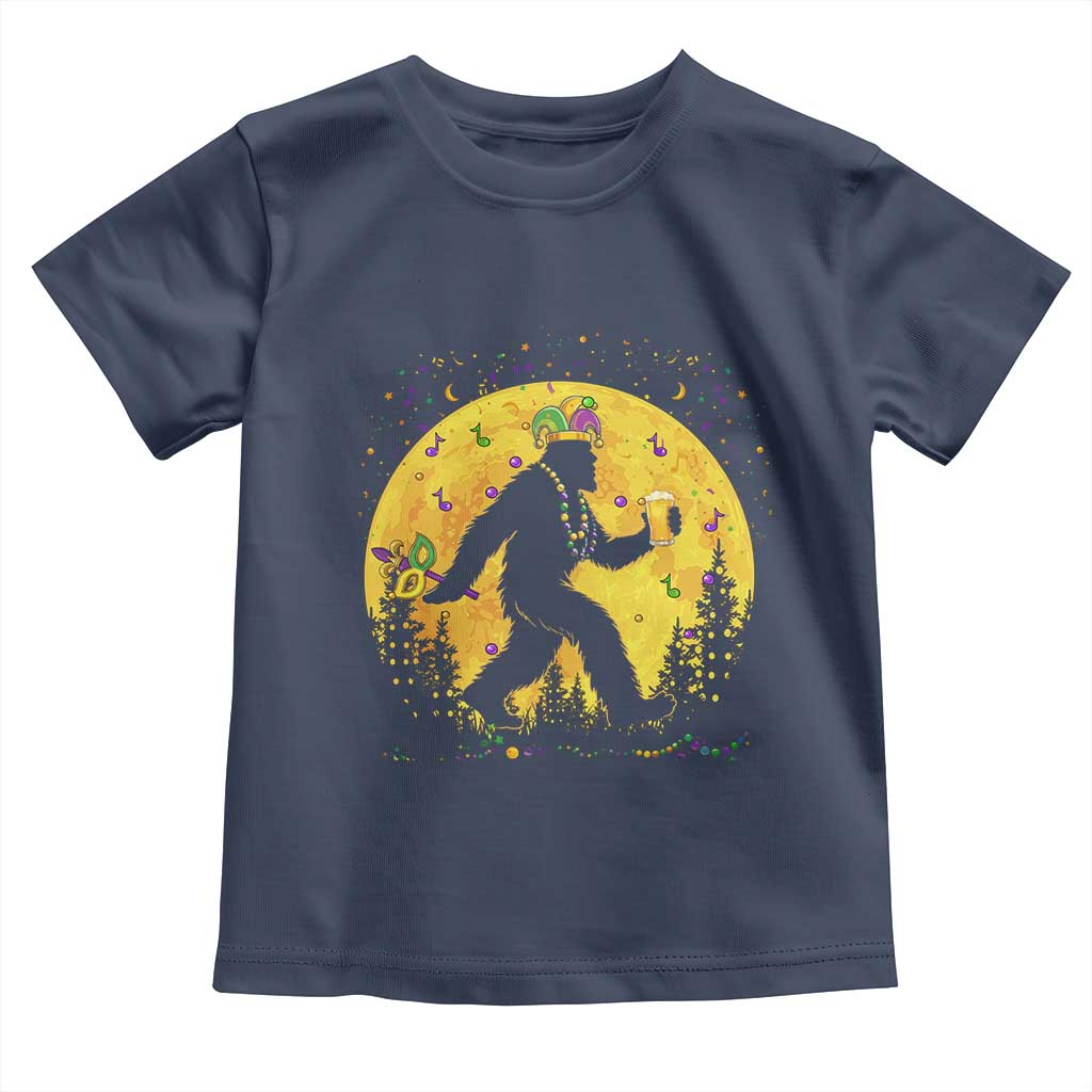 Mardi Gras Bigfoot Toddler T Shirt Funny Sasquatch Carnival Trendy Meme