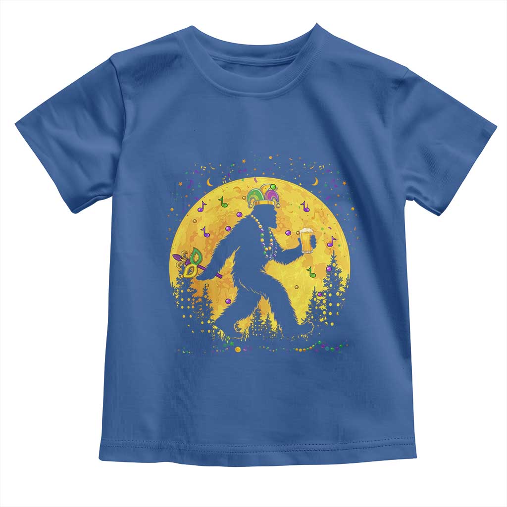 Mardi Gras Bigfoot Toddler T Shirt Funny Sasquatch Carnival Trendy Meme