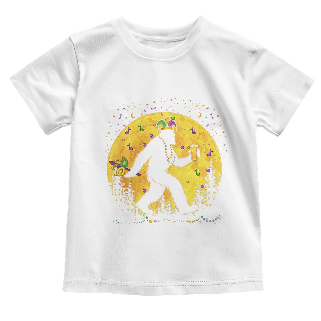 Mardi Gras Bigfoot Toddler T Shirt Funny Sasquatch Carnival Trendy Meme