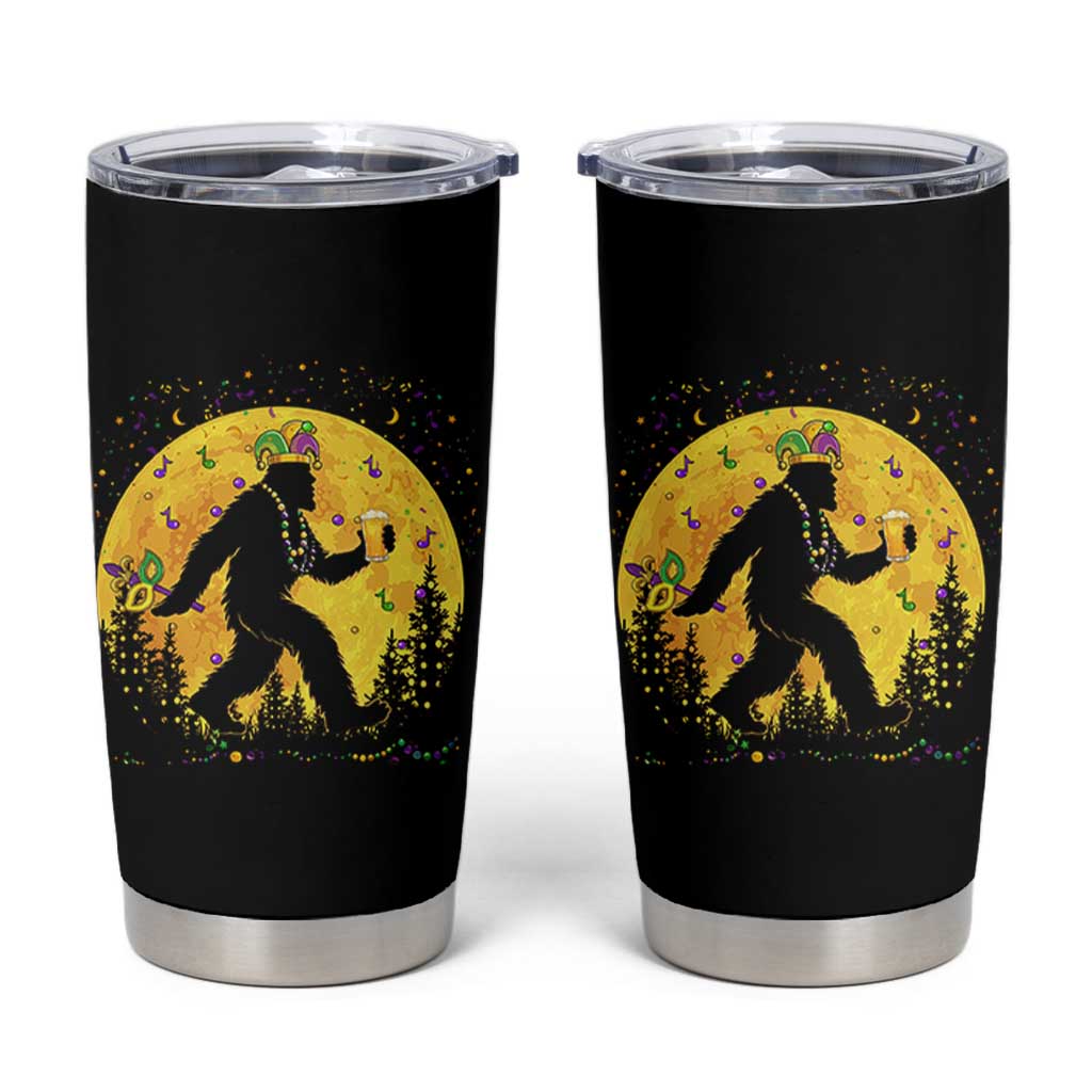 Mardi Gras Bigfoot Tumbler Cup Funny Sasquatch Carnival Trendy Meme