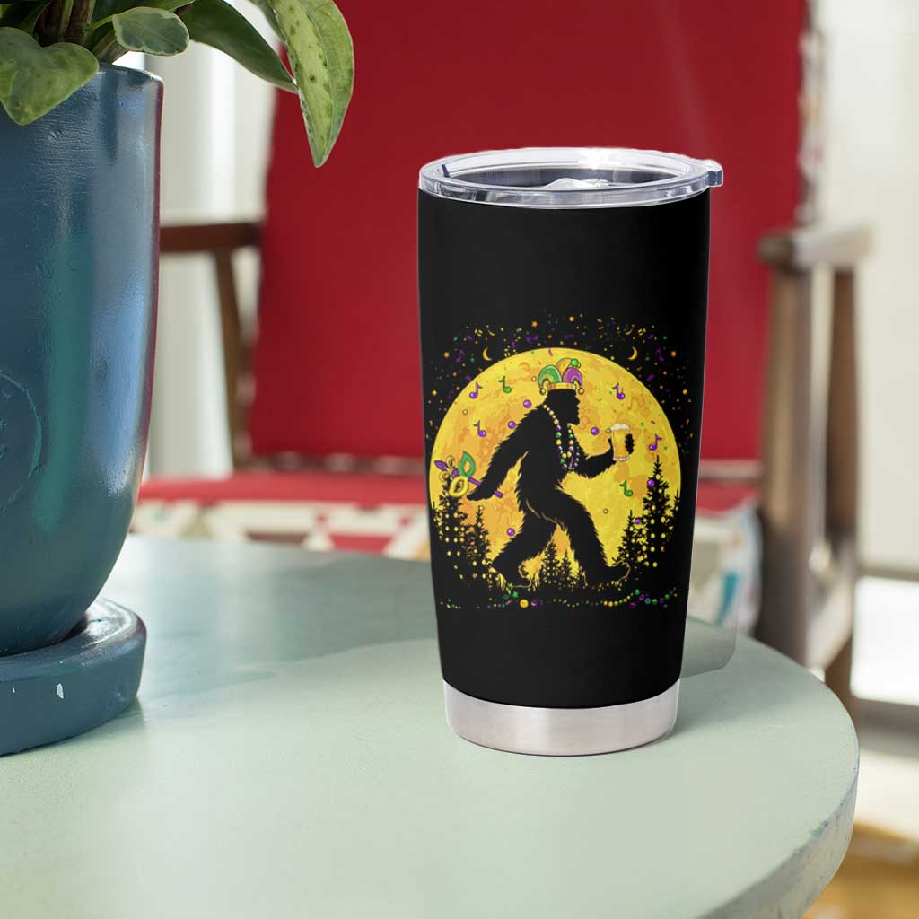 Mardi Gras Bigfoot Tumbler Cup Funny Sasquatch Carnival Trendy Meme