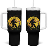 Mardi Gras Bigfoot Tumbler With Handle Funny Sasquatch Carnival Trendy Meme