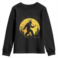 Mardi Gras Bigfoot Youth Sweatshirt Funny Sasquatch Carnival Trendy Meme