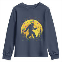 Mardi Gras Bigfoot Youth Sweatshirt Funny Sasquatch Carnival Trendy Meme