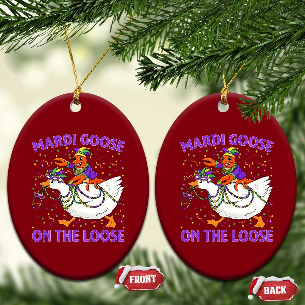 Funny Mardi Gras Ceramic Ornament Goose Crawfish Carnival Trendy Meme