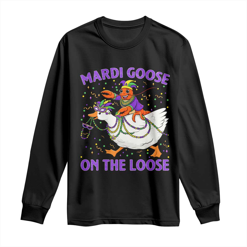 Funny Mardi Gras Long Sleeve Shirt Goose Crawfish Carnival Trendy Meme