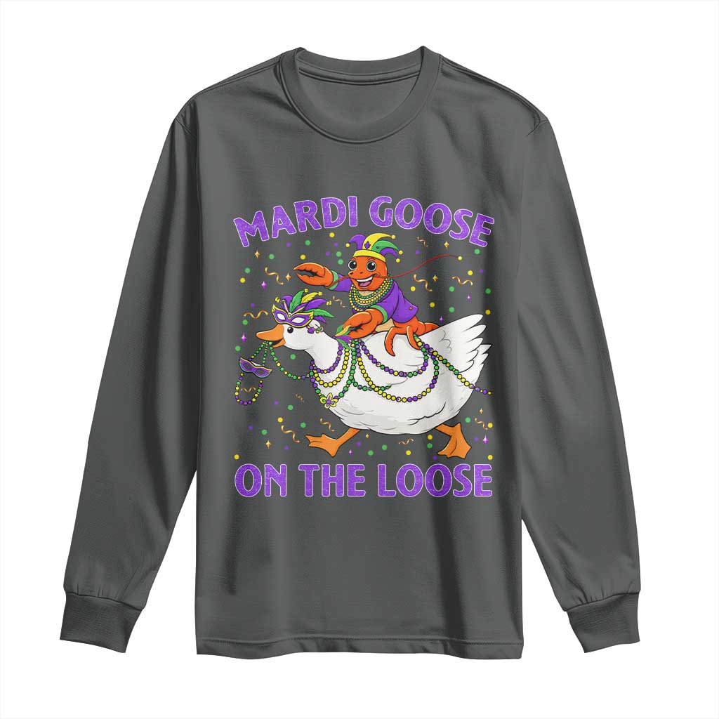 Funny Mardi Gras Long Sleeve Shirt Goose Crawfish Carnival Trendy Meme