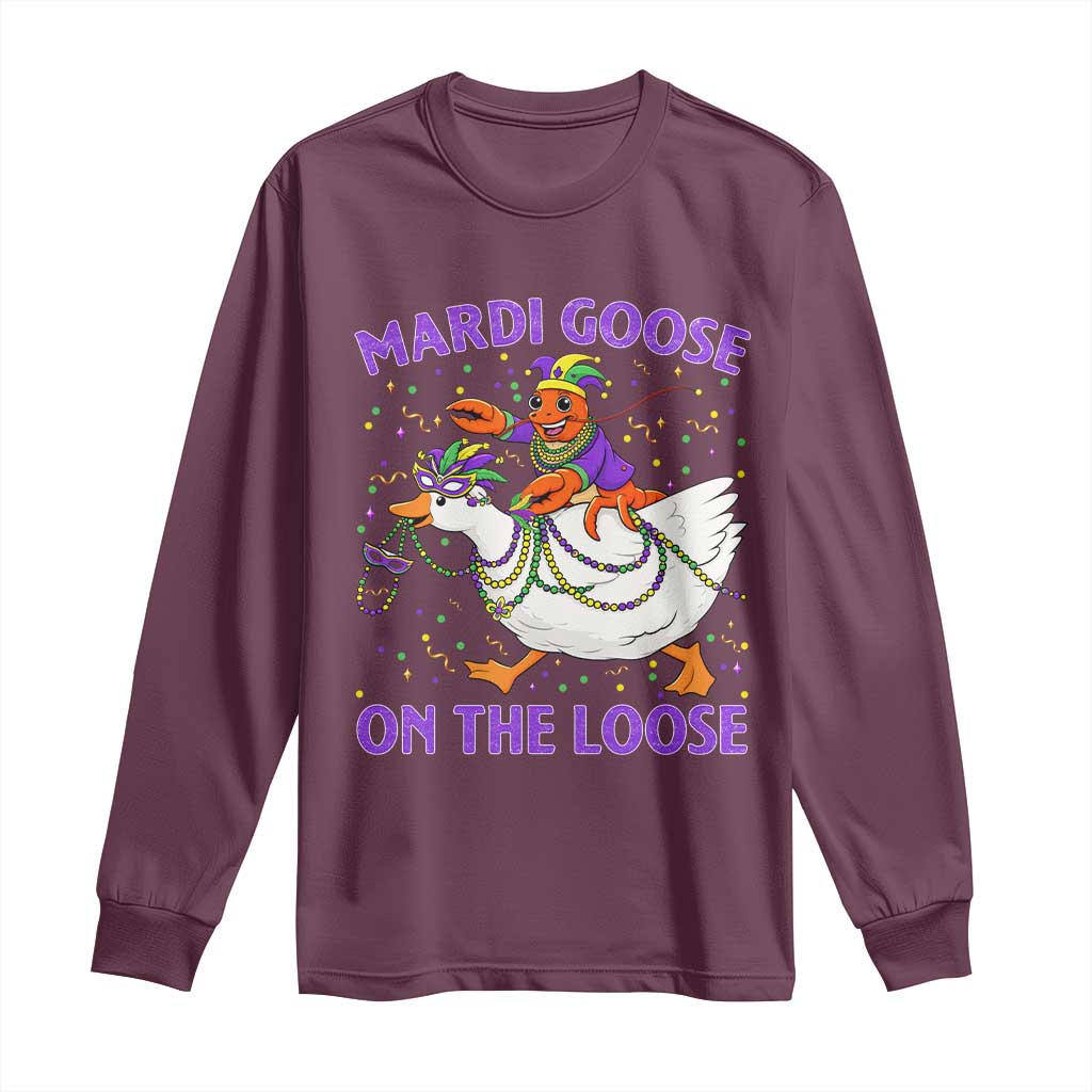 Funny Mardi Gras Long Sleeve Shirt Goose Crawfish Carnival Trendy Meme