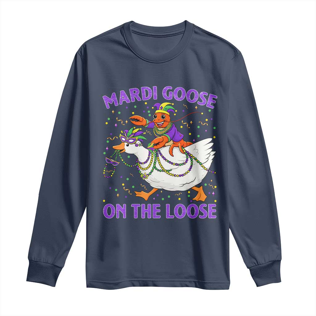 Funny Mardi Gras Long Sleeve Shirt Goose Crawfish Carnival Trendy Meme