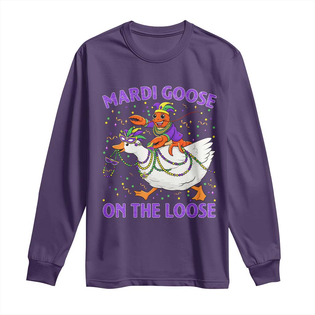 Funny Mardi Gras Long Sleeve Shirt Goose Crawfish Carnival Trendy Meme