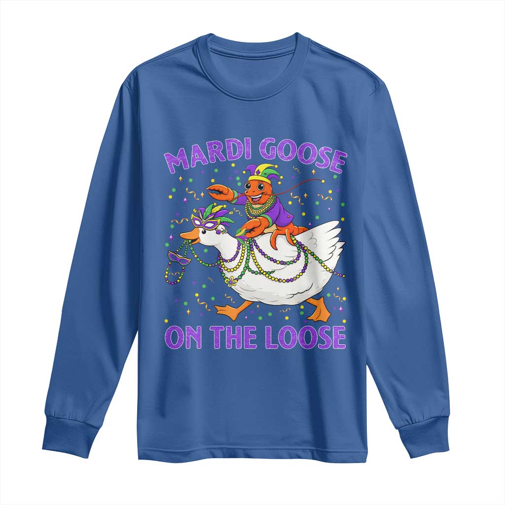 Funny Mardi Gras Long Sleeve Shirt Goose Crawfish Carnival Trendy Meme