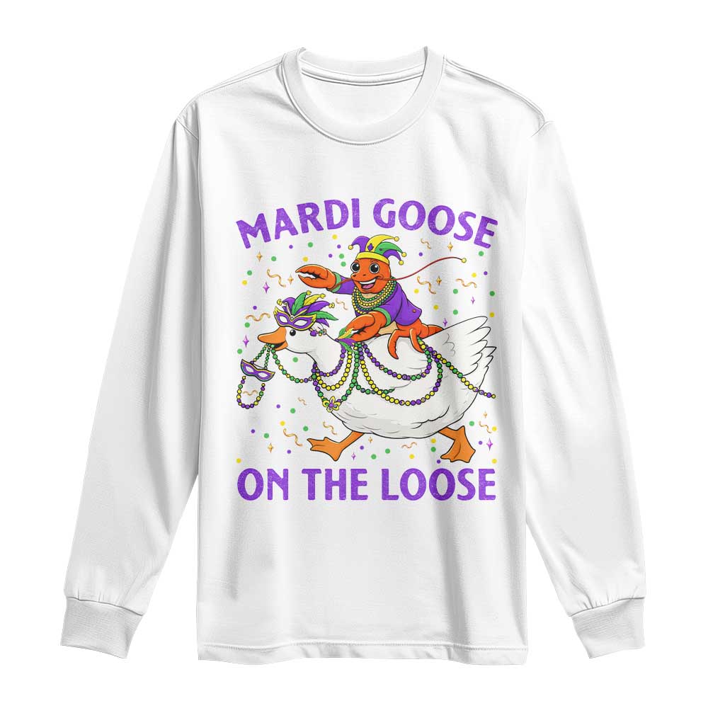 Funny Mardi Gras Long Sleeve Shirt Goose Crawfish Carnival Trendy Meme