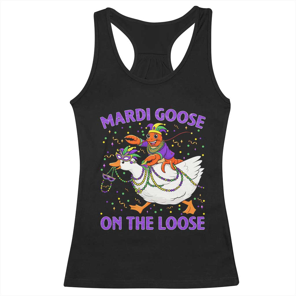 Funny Mardi Gras Racerback Tank Top Goose Crawfish Carnival Trendy Meme