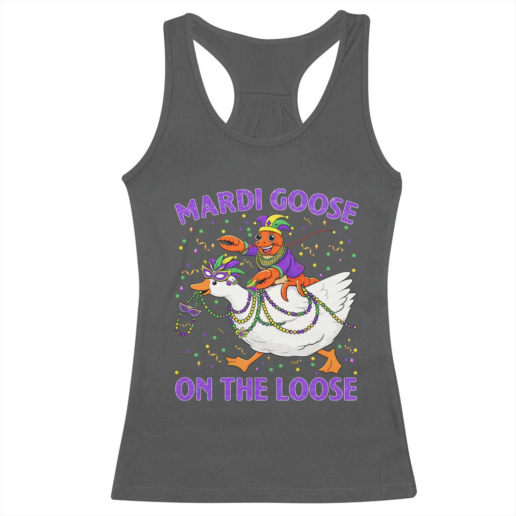 Funny Mardi Gras Racerback Tank Top Goose Crawfish Carnival Trendy Meme