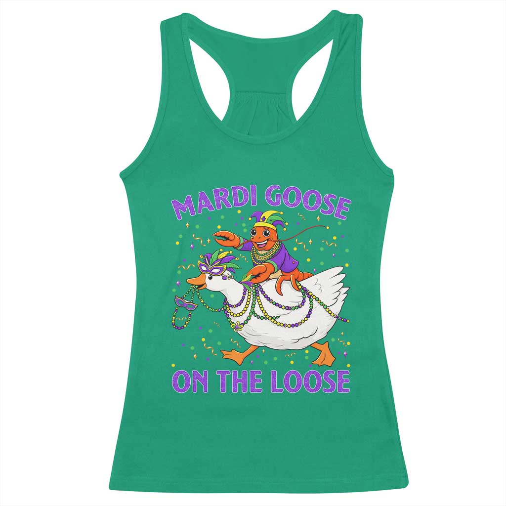 Funny Mardi Gras Racerback Tank Top Goose Crawfish Carnival Trendy Meme