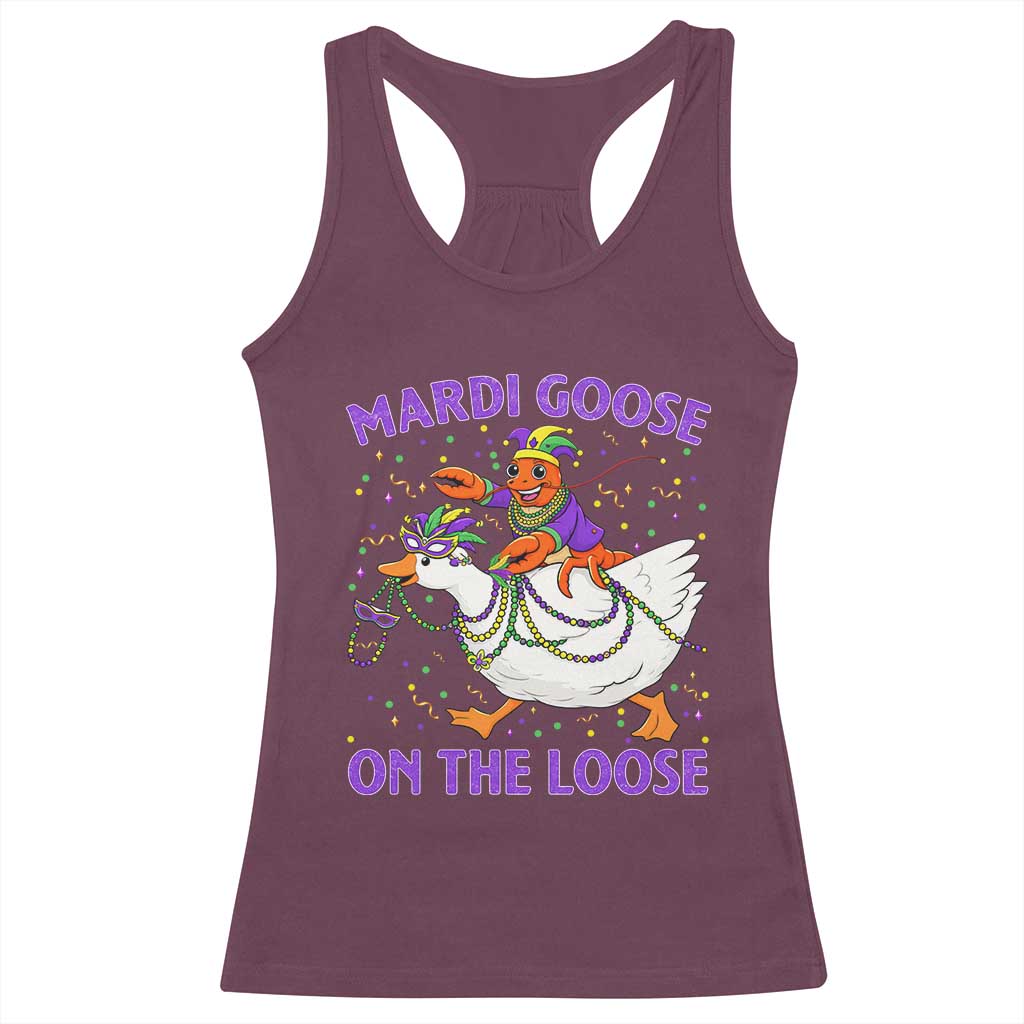 Funny Mardi Gras Racerback Tank Top Goose Crawfish Carnival Trendy Meme