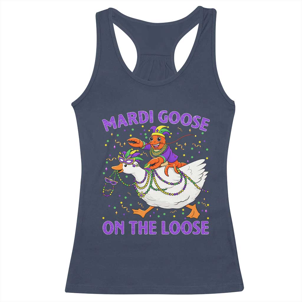 Funny Mardi Gras Racerback Tank Top Goose Crawfish Carnival Trendy Meme
