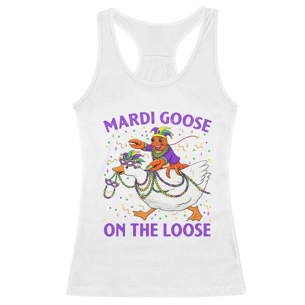 Funny Mardi Gras Racerback Tank Top Goose Crawfish Carnival Trendy Meme