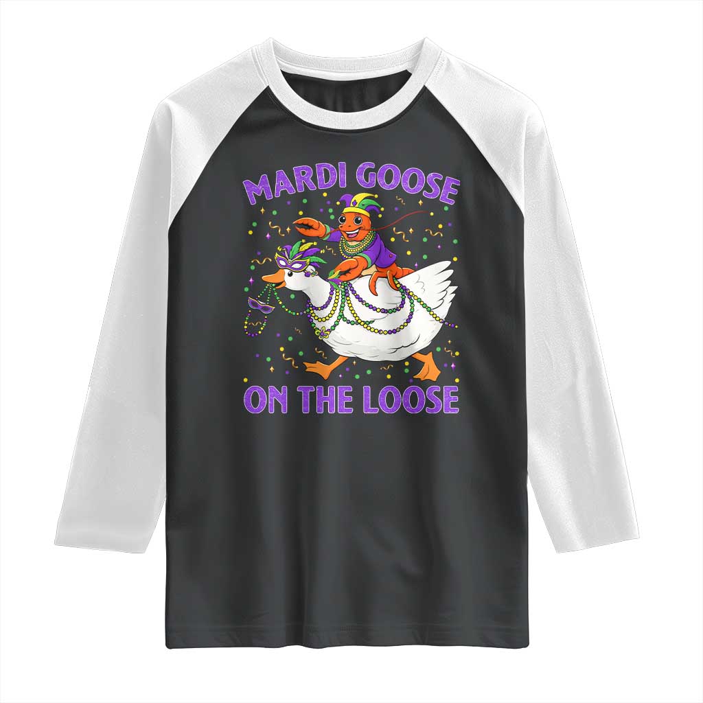 Funny Mardi Gras Raglan Shirt Goose Crawfish Carnival Trendy Meme