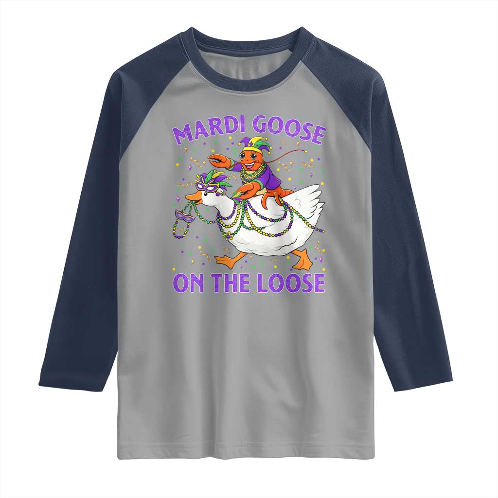 Funny Mardi Gras Raglan Shirt Goose Crawfish Carnival Trendy Meme