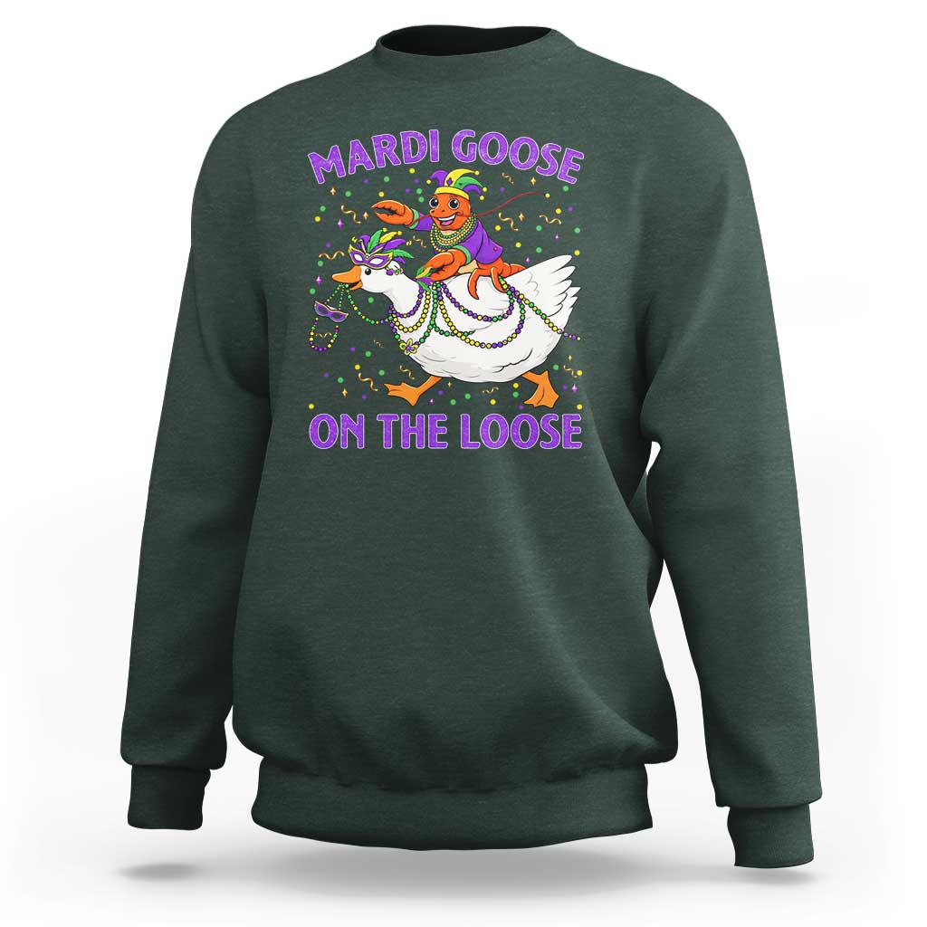 Funny Mardi Gras Sweatshirt Goose Crawfish Carnival Trendy Meme