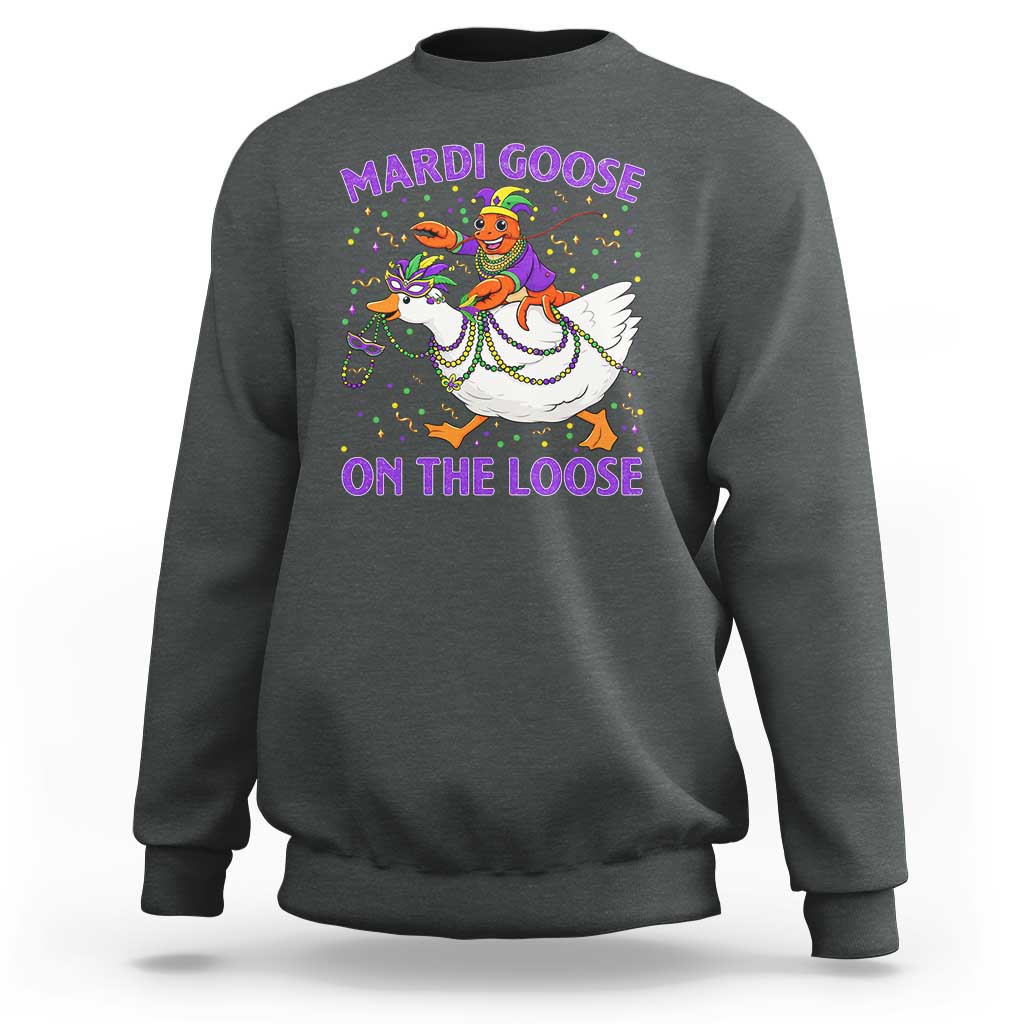 Funny Mardi Gras Sweatshirt Goose Crawfish Carnival Trendy Meme