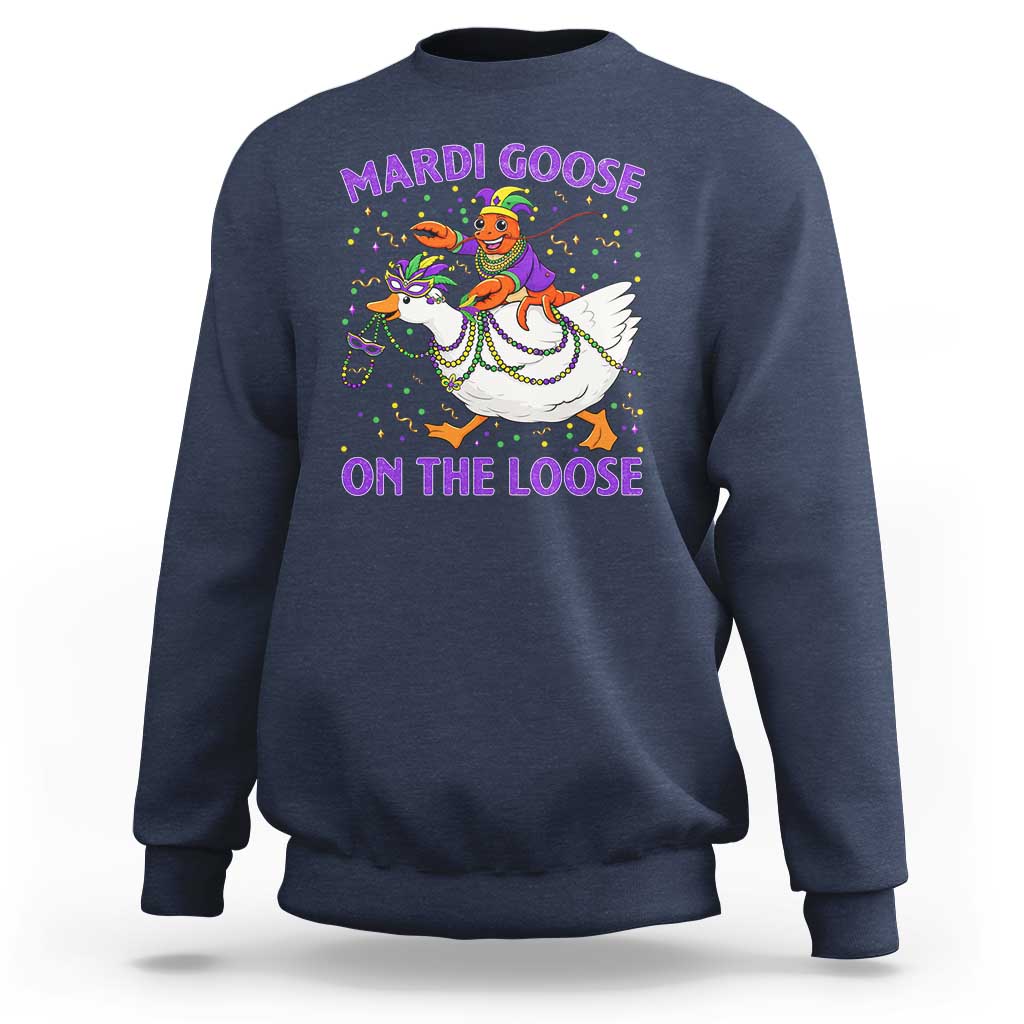 Funny Mardi Gras Sweatshirt Goose Crawfish Carnival Trendy Meme