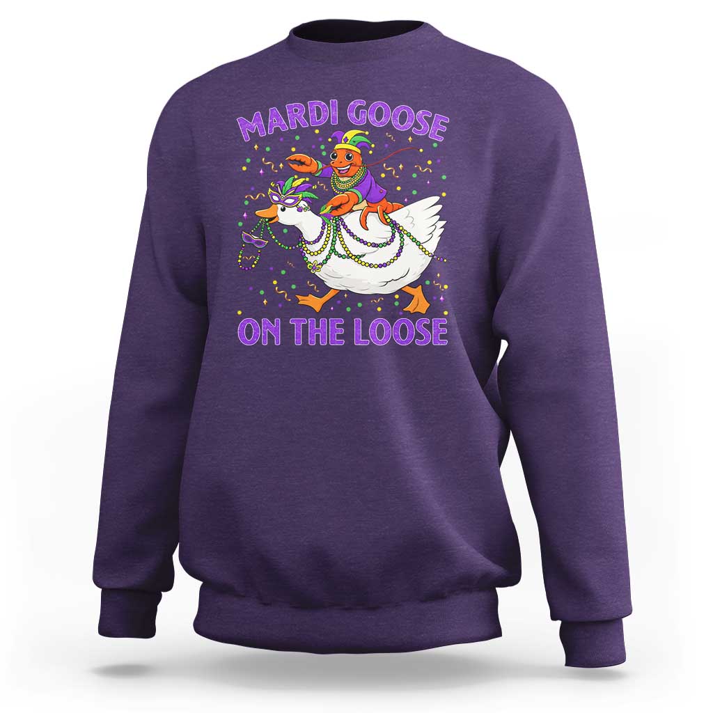 Funny Mardi Gras Sweatshirt Goose Crawfish Carnival Trendy Meme