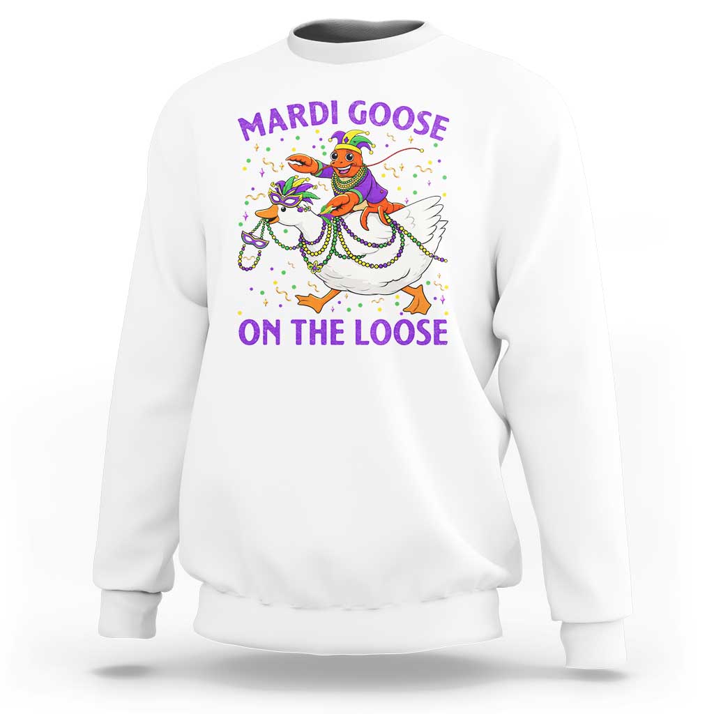 Funny Mardi Gras Sweatshirt Goose Crawfish Carnival Trendy Meme