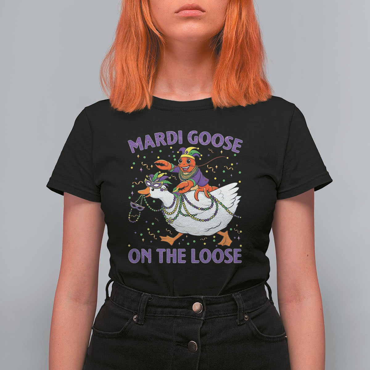 Funny Mardi Gras T Shirt For Women Goose Crawfish Carnival Trendy Meme