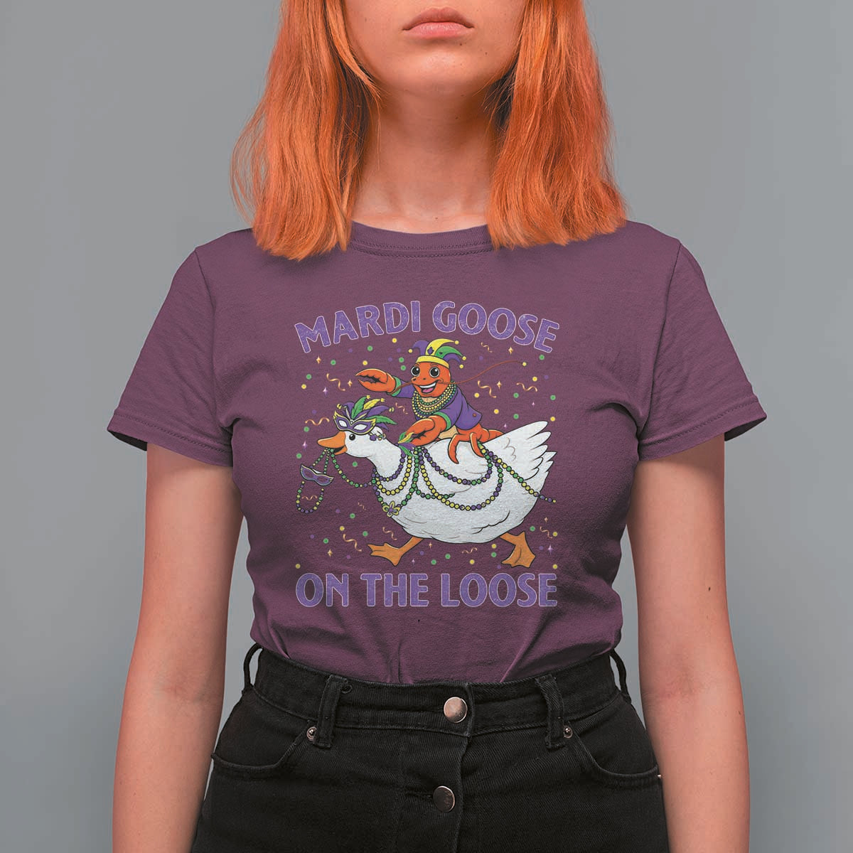Funny Mardi Gras T Shirt For Women Goose Crawfish Carnival Trendy Meme