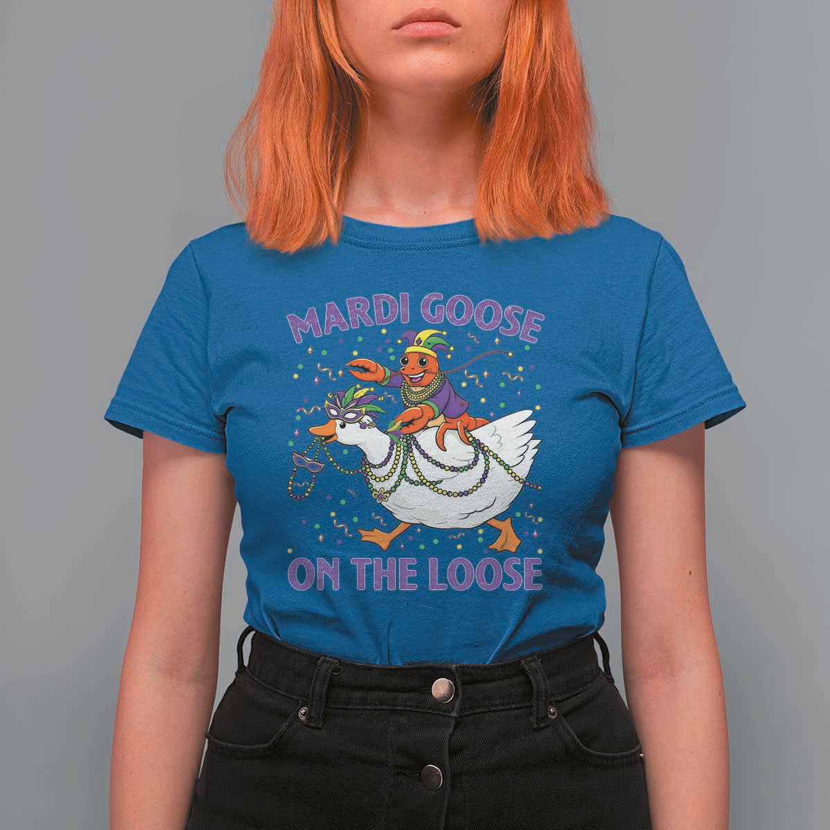 Funny Mardi Gras T Shirt For Women Goose Crawfish Carnival Trendy Meme