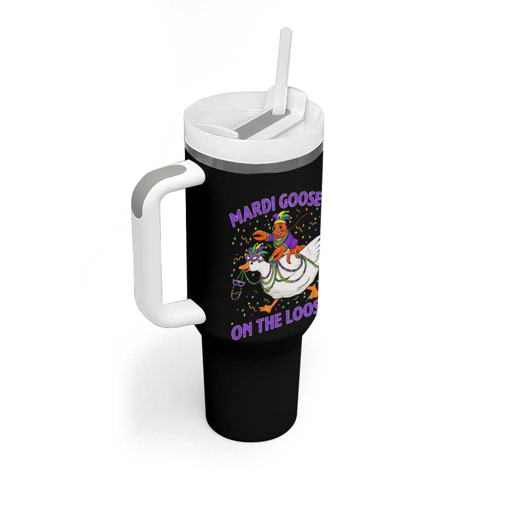 Funny Mardi Gras Tumbler With Handle Goose Crawfish Carnival Trendy Meme