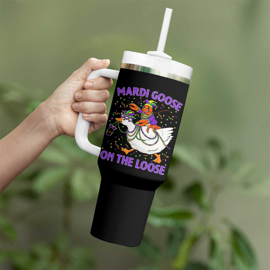 Funny Mardi Gras Tumbler With Handle Goose Crawfish Carnival Trendy Meme