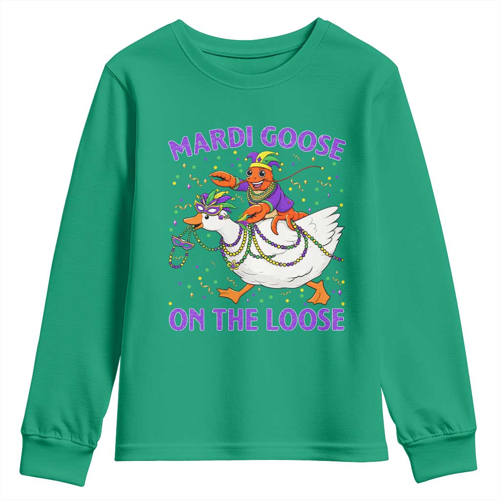 Funny Mardi Gras Youth Sweatshirt Goose Crawfish Carnival Trendy Meme