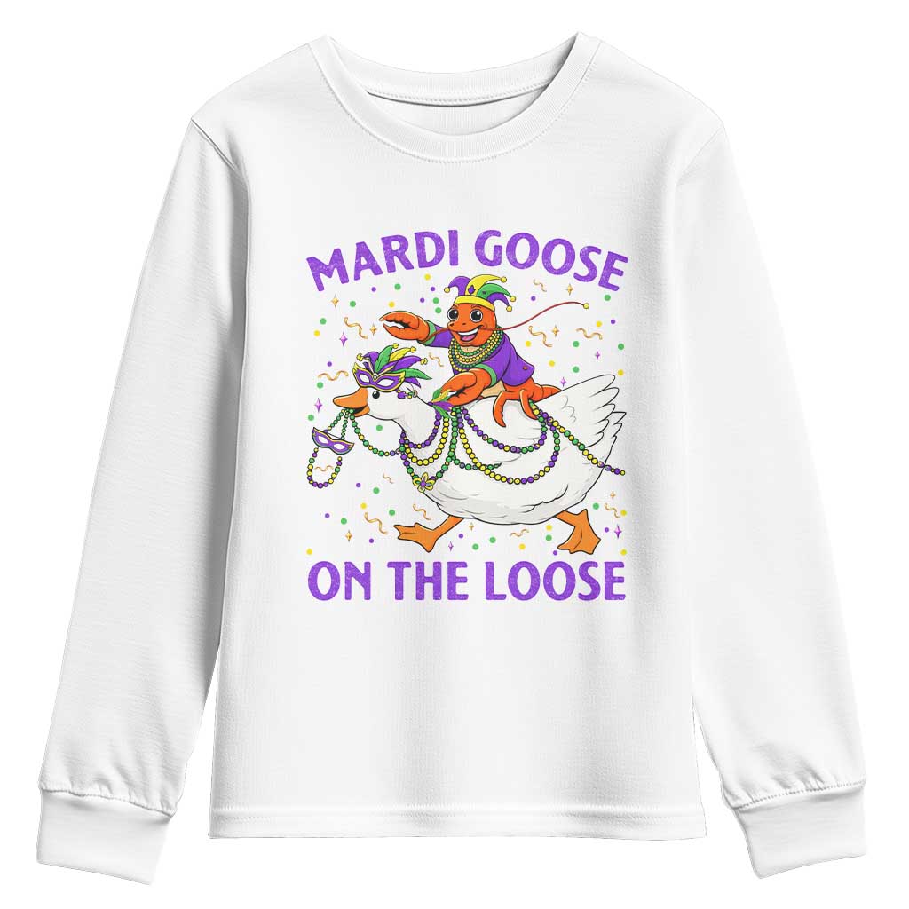 Funny Mardi Gras Youth Sweatshirt Goose Crawfish Carnival Trendy Meme