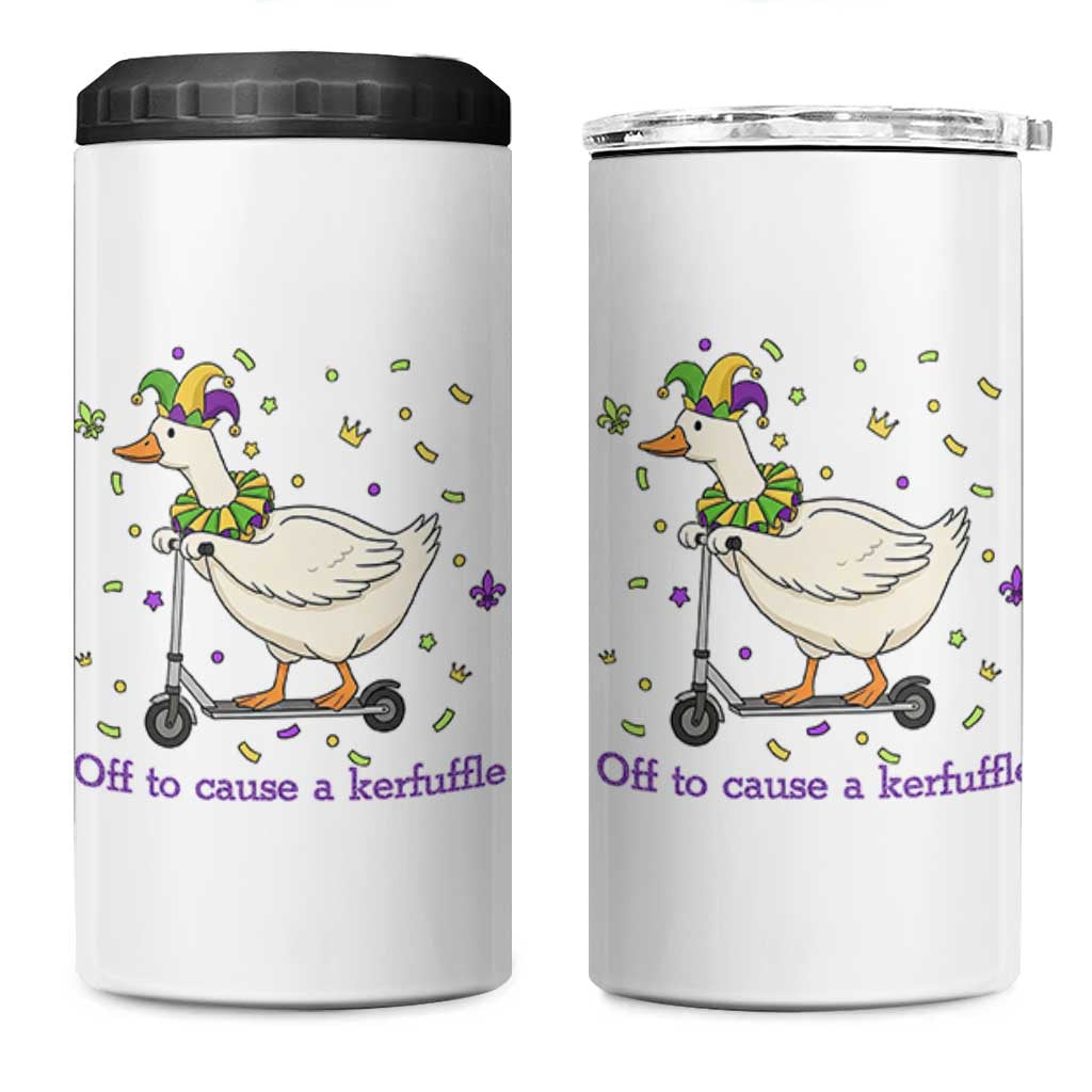 Mardi Gras Silly Goose 4 in 1 Can Cooler Tumbler Off To Cause A Kerfuffle