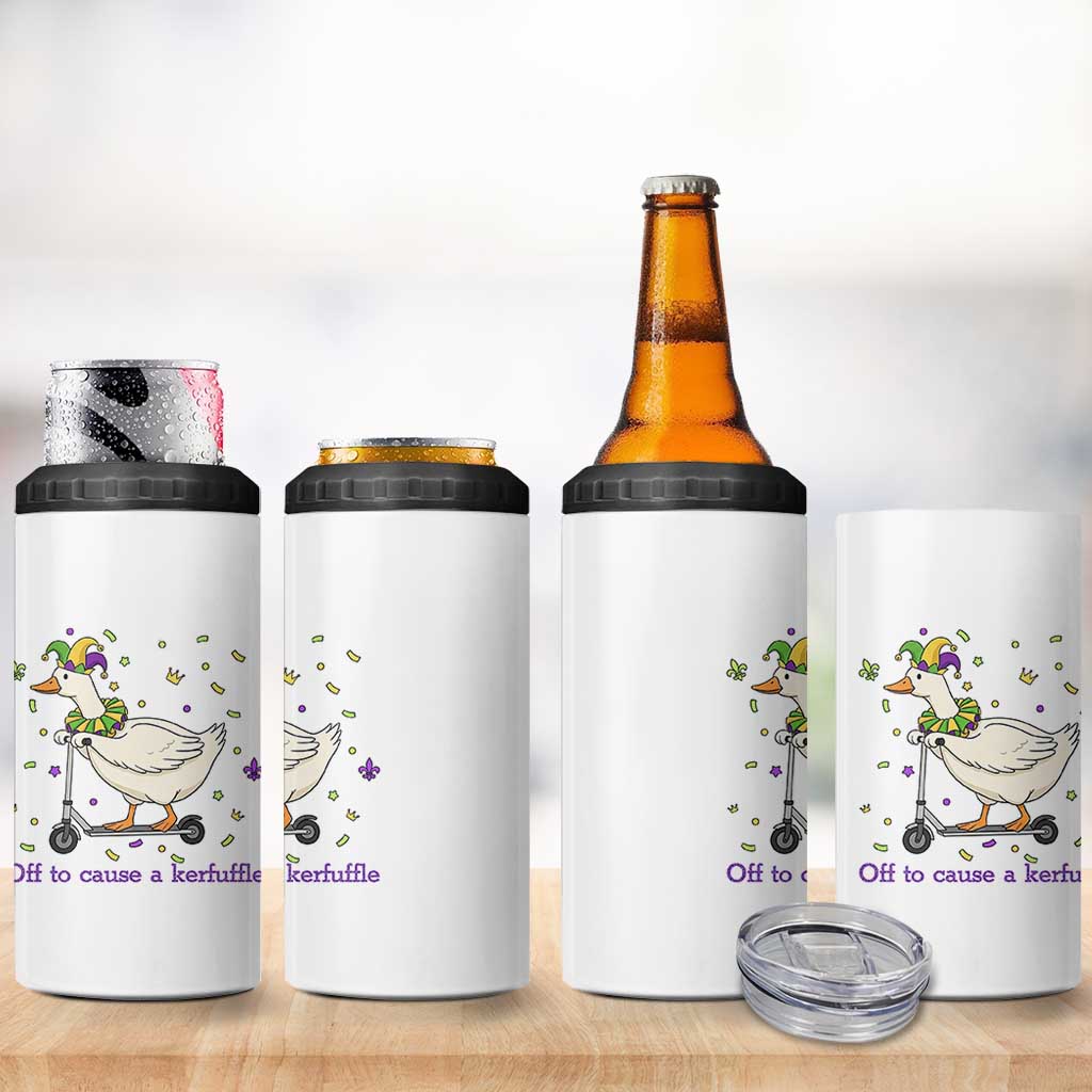 Mardi Gras Silly Goose 4 in 1 Can Cooler Tumbler Off To Cause A Kerfuffle