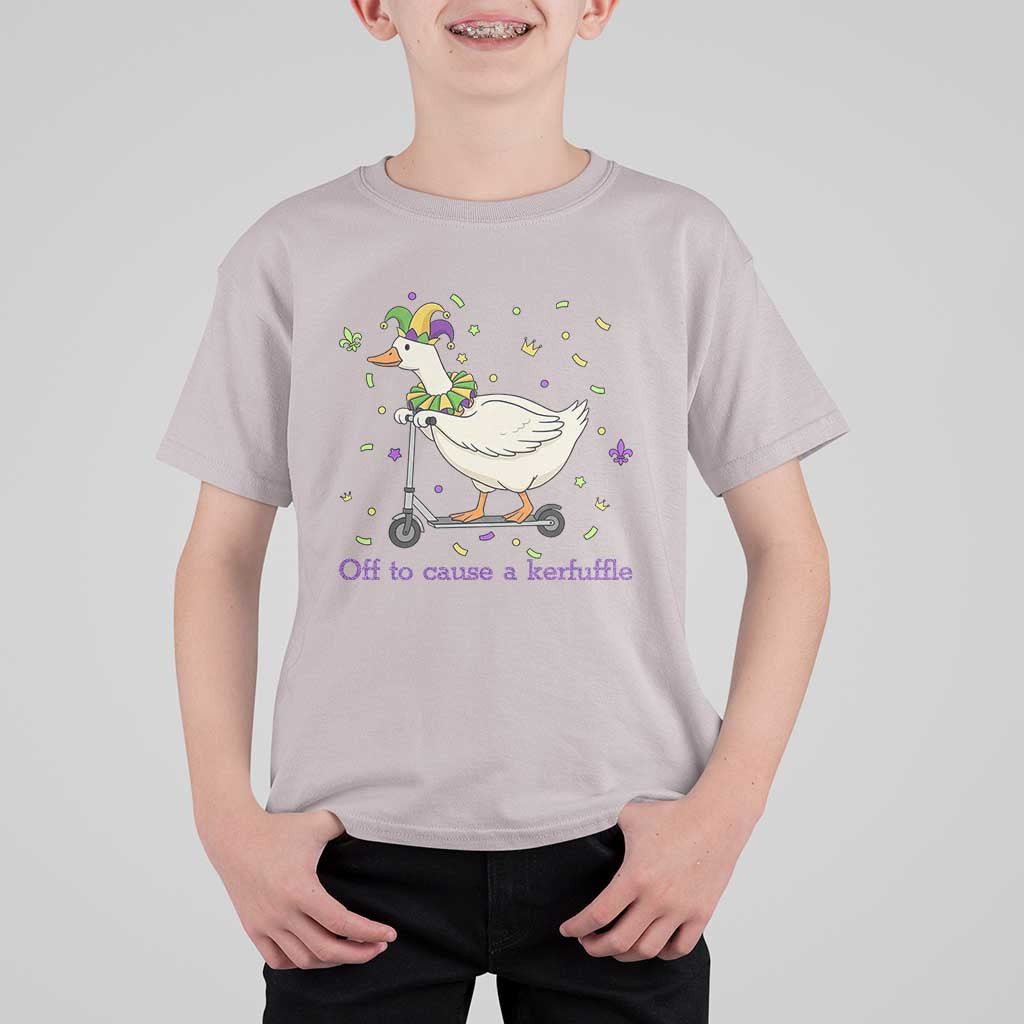 Mardi Gras Silly Goose T Shirt For Kid Off To Cause A Kerfuffle