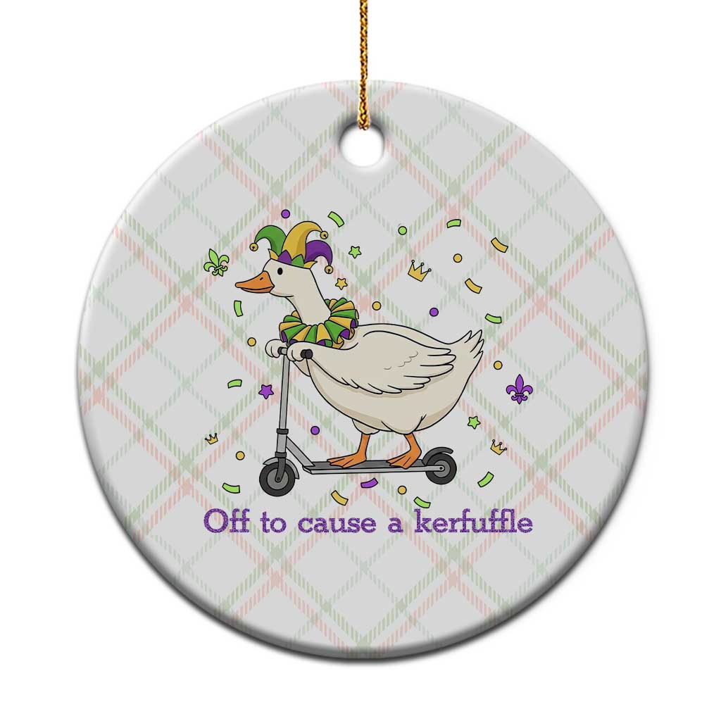 Mardi Gras Silly Goose Ceramic Ornament Off To Cause A Kerfuffle