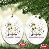 Mardi Gras Silly Goose Ceramic Ornament Off To Cause A Kerfuffle