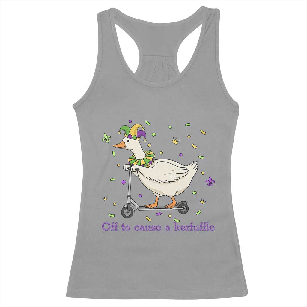 Mardi Gras Silly Goose Racerback Tank Top Off To Cause A Kerfuffle